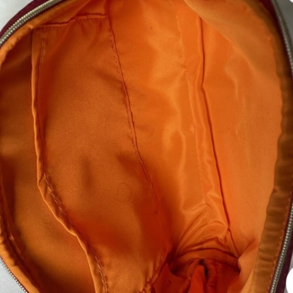 BVLGARI cosmetic or travel bag in a crimson red and gold hardware. NWOT - Picture 9 of 12